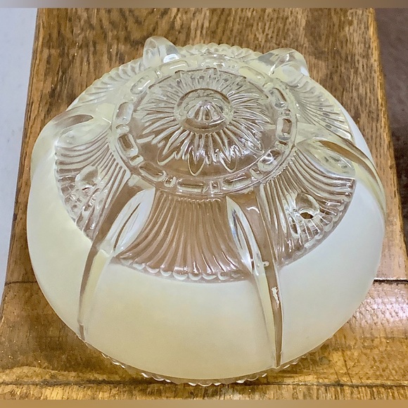 1920s 1930s Antique Art Deco Frosted Glass 3 Hole Canopy Light Shade Diffuser - Picture 11 of 16